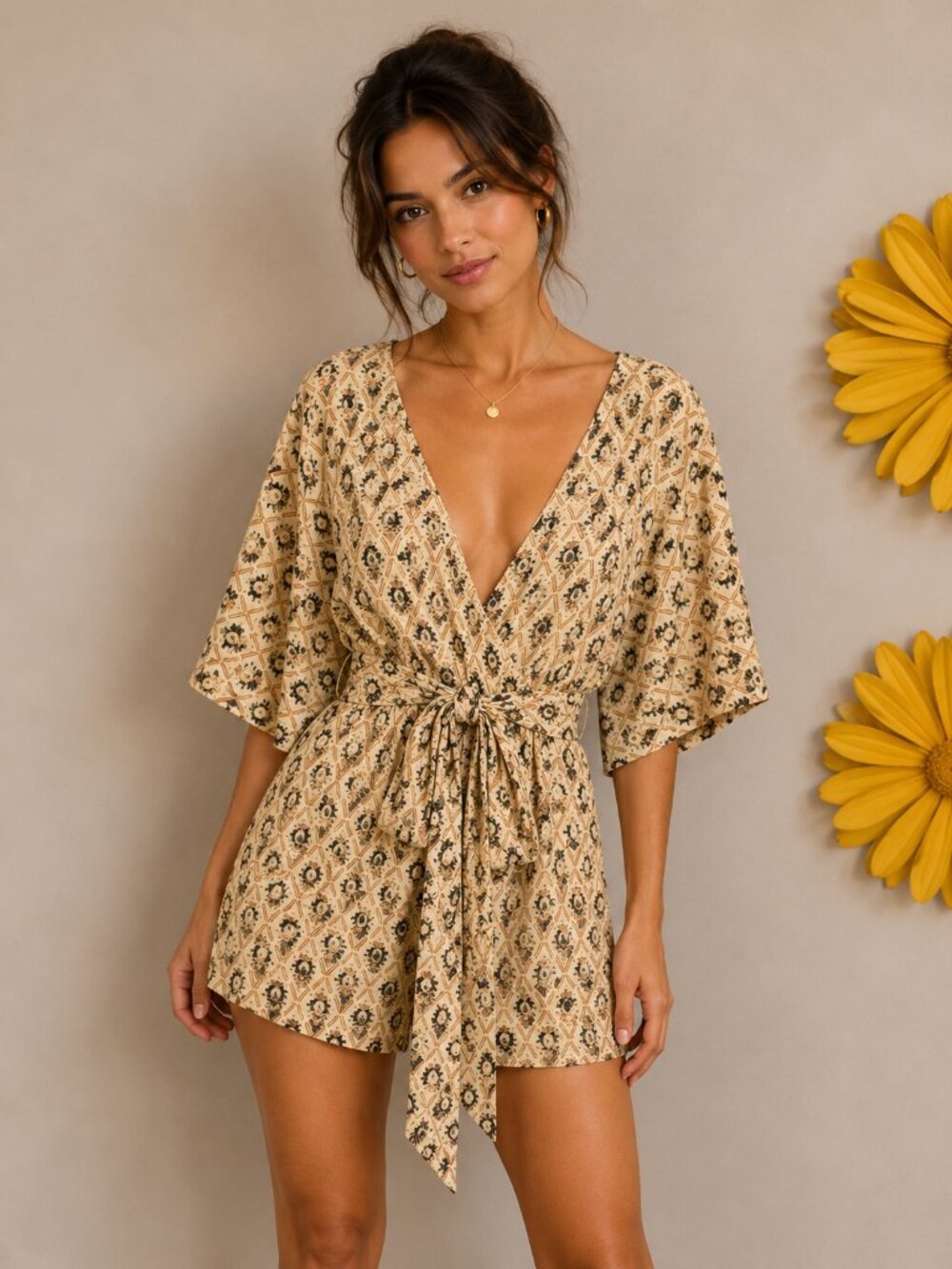 BOHO Flowy Geometric floral ROMPER